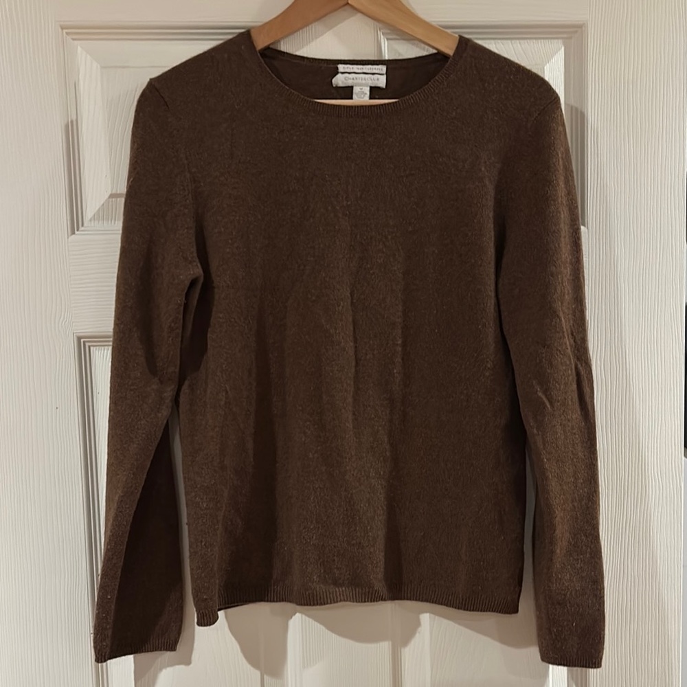 100% cashmere Brown Long Sleeve Sweater. Charter club